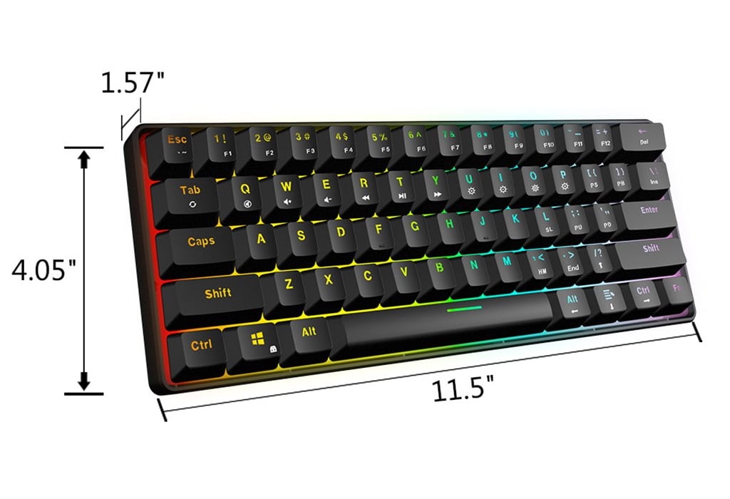 Compact HK Gaming GK61 Keyboard | RGB Backlit