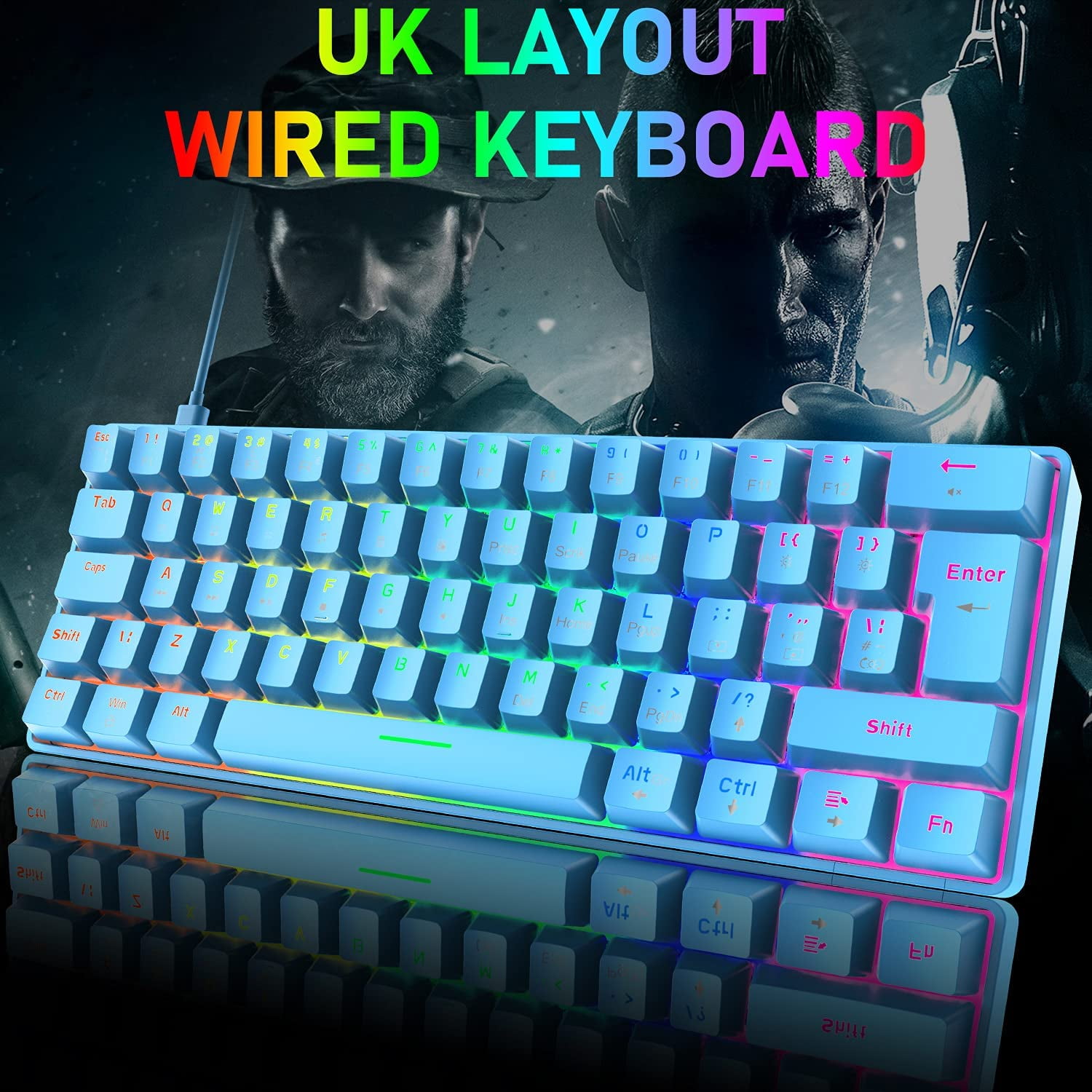 Portable 62-Key RGB Backlit Mechanical Gaming Keyboard