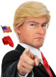 Donald Trump Costume Kit: Wig, Tie, Flag Pin