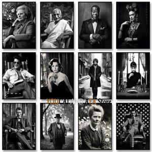 Funny Black and White Political Icons Art Poster