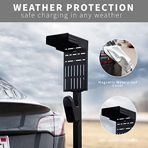 VIVO Outdoor EV Charging Stand with Hood