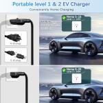 Portable 16Amp Level 1&2 EV Charger for Home-Travel