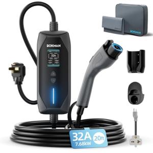 Bokman Portable Level 2 EV Charger with 20ft Cable