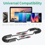 Coiled USB C Car Charging Cable, 2 Pack