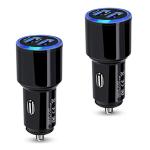 Dual Port USB Fast Car Charger - 2 Pack
