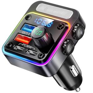 Nulaxy 54W Bluetooth Car Charger with FM Transmitter