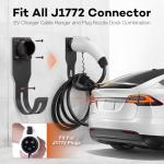 Wall-Mount EV Charger Holder with J-Hook