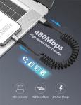 Coiled Lightning Cable for Fast iPhone Car Charging