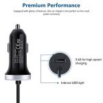 Fast USB C Car Charger with 3ft Cable