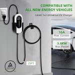 Portable Level 1&2 EV Charger with 25FT Cable