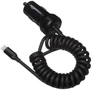 12W Fast Car Charger with Coiled Lightning Cable