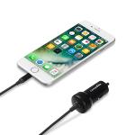 12W Fast Car Charger with Coiled Lightning Cable