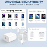 Fast Charging Wall Charger with Long USB-C Cables