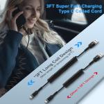 Coiled USB-C Car Charger for iPhone and Samsung