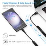 Coiled USB-C Car Charger for iPhone and Samsung