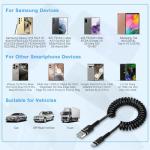 Coiled USB-C Car Charger for iPhone and Samsung