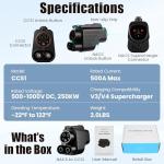 NACS to CCS1 Charger Adapter for Tesla Fast Charging