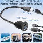 QIANRENON 2-in-1 USB Adapter for Car Dashboard