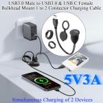 QIANRENON 2-in-1 USB Adapter for Car Dashboard