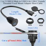 QIANRENON 2-in-1 USB Adapter for Car Dashboard