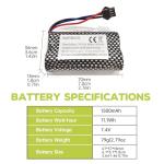 Fytoo 2-Pack 7.4V Lithium Battery for RC Cars