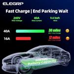 ELEGRP 40 Amp Level 2 EV Charger with 21FT Cable