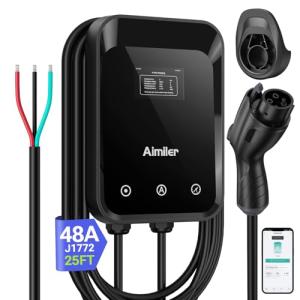 48A Level 2 EV Charger with WiFi App, 25ft Cable