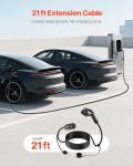 VEVOR EV Charger Extension Cable, 48Amp 21 ft J1772 Extension Cord Compatible with 120V-240V SAE J1772 Electric Vehicle Chargers, Level 1/Level 2 IP66 Heavy Duty Car Charging Cable with Carrying Bag