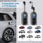 40 Amp Level 2 / Level 1 Portable EV Charger Station for SAE J1772 EV Cars (240 Volt, 23ft Cable), FCC and UL Certified, with NEMA 14-50 plug and 5-15 to 6-20 plug options and J1772 to Tesla adapter