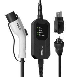 MEGEAR Level 1-2 EV Charger 16 Amp 25FT Cable Portable Electric Charger for J1772 EVs with NEMA 6-20 Plug and NEMA 5-15 Adapter