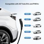 AIXINE Level 1&2 EV Charger, Tesla EV Charger NACS16A with 25FT Extension Cord Cable,Portable Electric Car Charger 240V NEMA 6-20 Plug&120V NEMA 5-15 Adapter Compatible with All Tesla Models X/Y/3/S