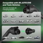 Tesla Charger 40Amp 9.6KW, Portable Level 2 EV Charger Adjustable Current with 2.4" LCD 25FT Cable, 110V-240V, NEMA 14-50 & 5-15 Plug, Compatible with Tesla Models 3/Y/S/X and J1772 Electric Cars