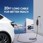 MUSTART Level 1-2 Tesla Charger - 110-240V, 16 Amp, NEMA 6-20 Plug with NEMA 5-15 Adapter - Portable Electric Car Charger for Tesla - Compatible with All Tesla Models X/Y/3/S