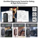 Tesla Charger 40Amp 9.6KW, Portable Level 2 EV Charger Adjustable Current with 2.4" LCD 25FT Cable, 110V-240V, NEMA 14-50 & 5-15 Plug, Compatible with Tesla Models 3/Y/S/X and J1772 Electric Cars