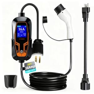 Portable EV Charger with 25ft Cable - Dual Voltage