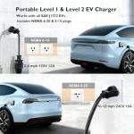 Portable EV Charger with 25ft Cable - Dual Voltage