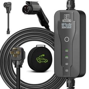 Portable 7.2kW Level 2 EV Charger with Adapters