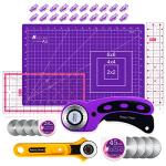 Rotary Cutter Set with Blades, Cutting Mat & Rulers
