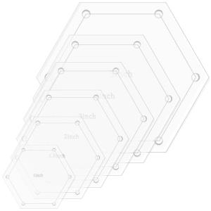 6 Hexagon Quilting Templates in Various Sizes
