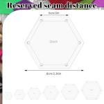 6 Hexagon Quilting Templates in Various Sizes