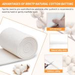 Natural Cotton Batting for Quilting and Sewing 50"x60