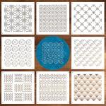 8-Piece Reusable Sashiko Stencil Set for Quilting