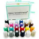 Brothread 100% Cotton Threads - 18 Colors, 600M Spools