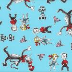 Dr Seuss Cat in the Hat Aqua Fabric 4 Characters
