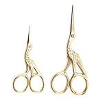 2PCS Vintage Stork Sewing Scissors - Gold