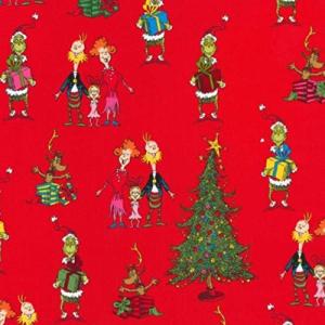 Grinch Stole Christmas Red Scenic Fabric by Robert Kaufman