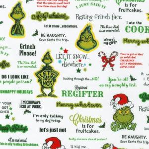 Dr. Seuss Grinch Words Quilt Fabric 44