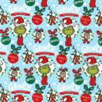 Grinch Stole Christmas Fabric by Robert Kaufman, Blue