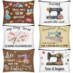 6 Pcs Sewing Themed Makeup Bags for Quilters