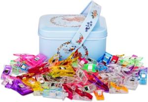 100-Pack Sewing Fabric Clips with Tin Box